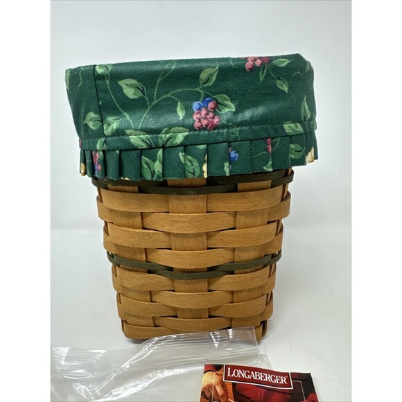 Longaberger 1996 Green Trim Medium Spoon Basket Emerald Vine Liner Protector - Picture 3 of 9